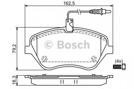 Тормозные колодки дисковые передние Peugeot 407 2.2 607 2.2 3.0 04- BOSCH 0986494098 (фото 1)