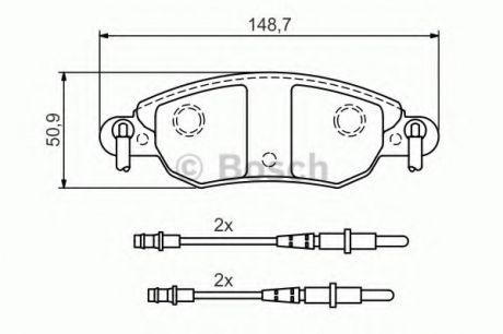 Тормозные колодки дисковые передние CITROEN C5 2004- BOSCH 0986424598 (фото 1)