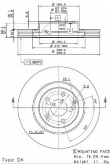 Тормозной диск вентилируемый BREMBO 09.9825.21 (фото 1)