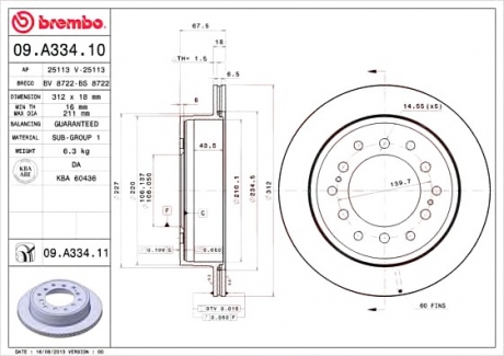 Гальмівний диск BREMBO 09.A334.11 (фото 1)