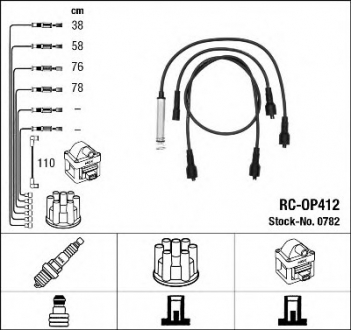 Комплект проводів запалення RC-OP412 NGK 0782 (фото 1)
