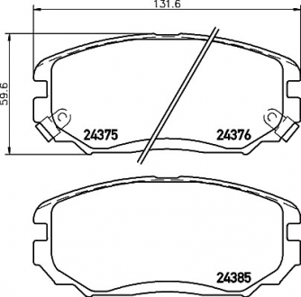 Гальмівні колодки HYUNDAI Sonata/Grandeur "F "05-11 - заміна на T2239301 TEXTAR 2437501 (фото 1)