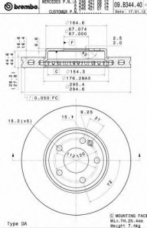 Тормозной диск BREMBO 09.B344.41 (фото 1)
