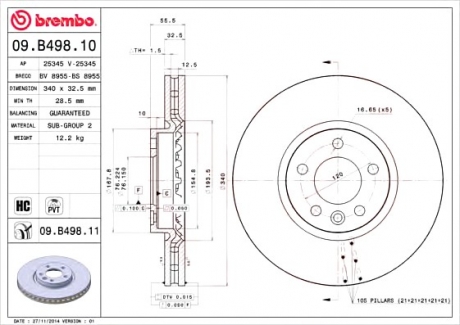 Тормозной диск BREMBO 09.B498.10 (фото 1)