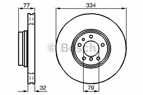 Тормозной диск передний BMW E38 740d, 750i 94-01 (334*32) BOSCH 0986478623 (фото 1)