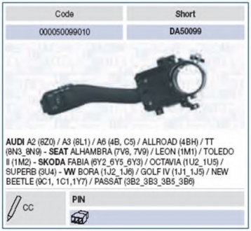 Выключатель на колонке рулевого управления MAGNETI MARELLI 000050099010 (фото 1)