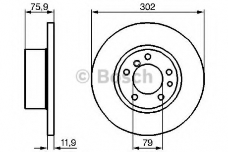 Тормозной диск передний BMW 5-serie (E34) (302*12) BOSCH 0986478319 (фото 1)