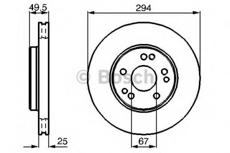 Тормозной диск передний DB W124, W461(G-klasse) BOSCH 0986478428 (фото 1)
