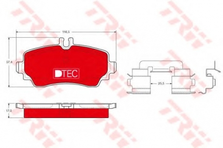 Комплект тормозных колодок, дисковый тормоз TRW GDB1293DTE (фото 1)