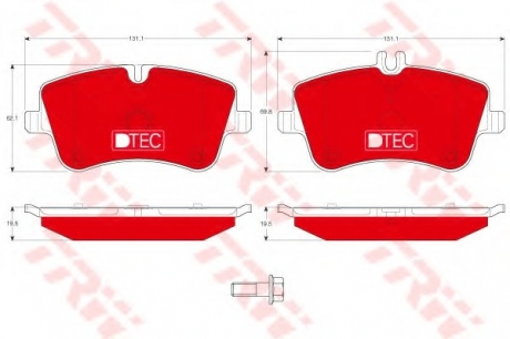 Комплект тормозных колодок, дисковый тормоз TRW GDB1413DTE (фото 1)