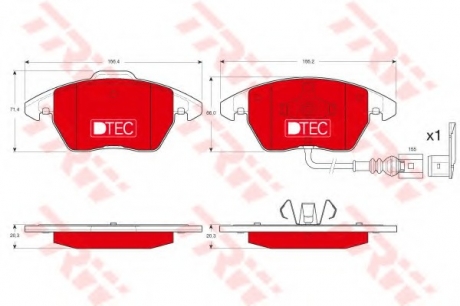 Комплект тормозных колодок, дисковый тормоз TRW GDB1550DTE (фото 1)