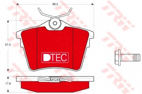 Комплект тормозных колодок, дисковый тормоз TRW GDB1596DTE (фото 1)