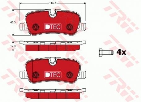 Комплект тормозных колодок, дисковый тормоз TRW GDB1632DTE (фото 1)