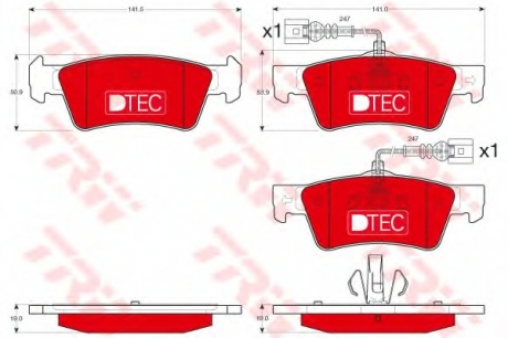 Комплект тормозных колодок, дисковый тормоз TRW GDB1672DTE (фото 1)
