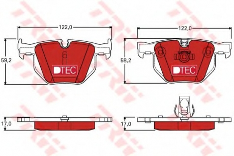 Комплект тормозных колодок, дисковый тормоз TRW GDB1727DTE (фото 1)