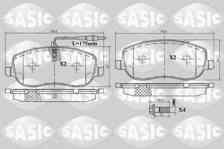 Комплект тормозных колодок, дисковый тормоз SASIC 6210029 (фото 1)