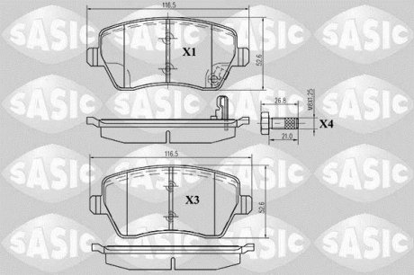 Комплект тормозных колодок, дисковый тормоз SASIC 6214011 (фото 1)
