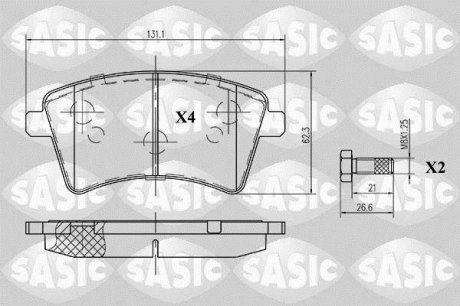 Комплект тормозных колодок, дисковый тормоз SASIC 6214016 (фото 1)