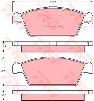 Комплект тормозных колодок, дисковый тормоз TRW GDB3108 (фото 1)