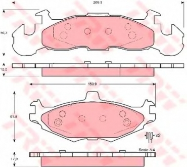 Комплект тормозных колодок, дисковый тормоз TRW GDB4003 (фото 1)