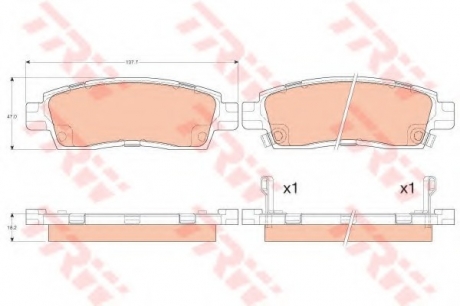 Гальмівні колодки дискові CHEVROLET Traiblazer "R "01-08 TRW GDB4455 (фото 1)