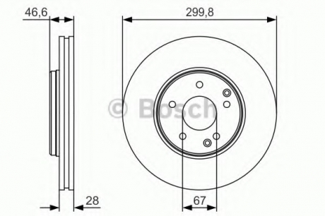 Тормозной диск передний DB W203/210 BOSCH 0986479R79 (фото 1)
