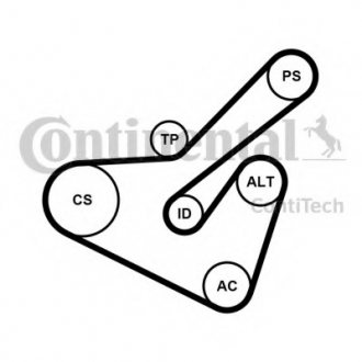 Комплект поликлинового ремня Contitech 6PK1725K2 (фото 1)