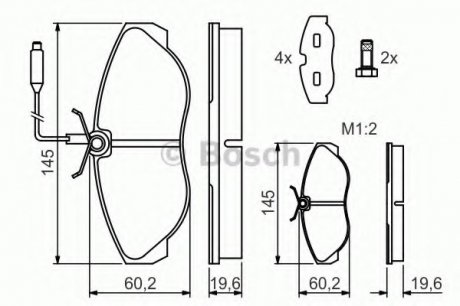 ГАЛЬМІВНІ КОЛОДКИ, ДИСКОВІ 0 986 424 030 BOSCH 0986424030 (фото 1)