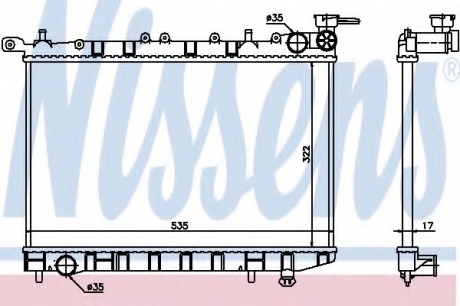 Радіатор NS ALMERA N15(95-)1.4 i 16V(+)[OE 21410-0M000] NISSENS 62974 (фото 1)