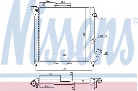 Радіатор охолодження двигуна R5/R9/R11/EXPRESS I 84-91 (вир-во) NISSENS 63867 (фото 1)