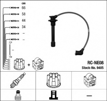Комплект проводів запалення RC-NE08 NGK 9405 (фото 1)