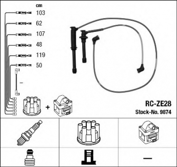Комплект проводів запалення RC-ZE28 NGK 9874 (фото 1)