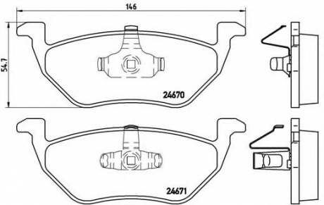 Гальмівні колодки, дискове гальмо (набір) BREMBO P24085 (фото 1)