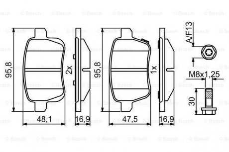 ДИСКОВЫЕ КОЛОДКИ ЗАДНИЕ BOSCH 0986494825 (фото 1)