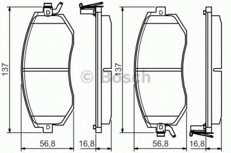 ГАЛЬМІВНІ КОЛОДКИ, ДИСКОВІ 0 986 495 125 BOSCH 0986495125 (фото 1)