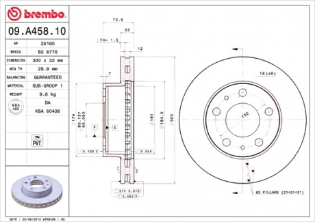 Гальмівний диск BREMBO 09.A458.10 (фото 1)