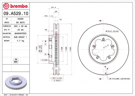 Тормозной диск BREMBO 09.A529.10 (фото 1)