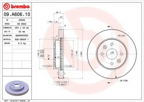 Гальмівний диск BREMBO 09.A606.10 (фото 1)