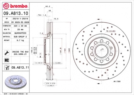Гальмівний диск BREMBO 09.A813.11 (фото 1)