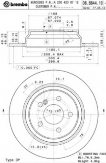 Тормозной диск BREMBO 08.B844.11 (фото 1)