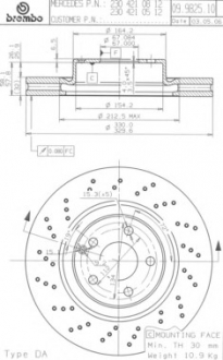 Тормозной диск BREMBO 09.9825.11 (фото 1)