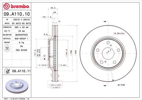 Тормозной диск BREMBO 09.A110.11 (фото 1)