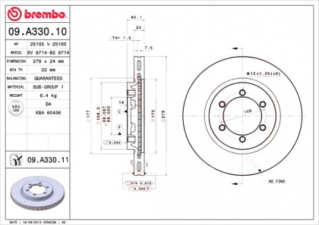 Тормозной диск BREMBO 09.A330.11 (фото 1)