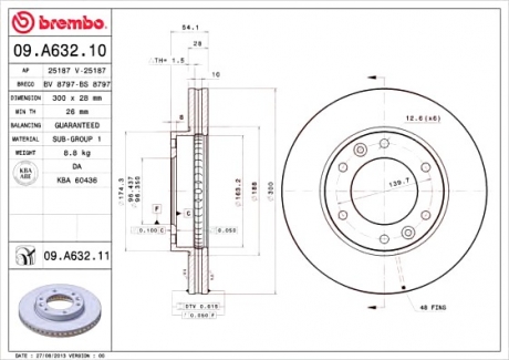 Диск гальмівний BREMBO 09.A632.11 (фото 1)