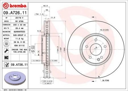 Тормозной диск BREMBO 09.A726.11 (фото 1)