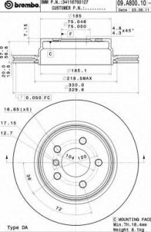 Тормозной диск BREMBO 09.A800.11 (фото 1)