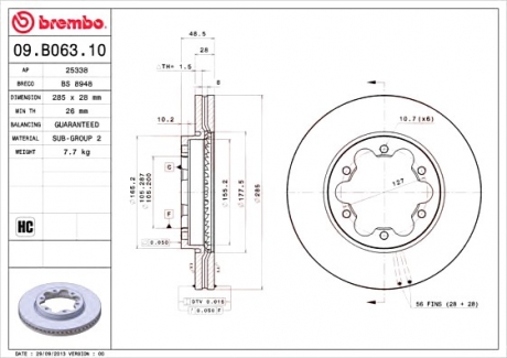 Тормозной диск BREMBO 09.B063.10 (фото 1)