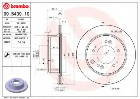 Гальмівний диск BREMBO 09.B409.10 (фото 1)