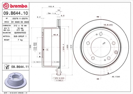 Гальмівний диск BREMBO 09.B644.11 (фото 1)