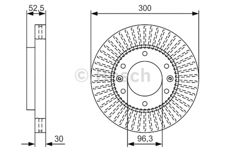 Гальмівний диск DODGE/HYUNDAI H100/H-1/Starex \'\'F \'\'2,5 \'\'07>> BOSCH 0986479T88 (фото 1)